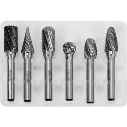 Фрези різної форми з карбіду вольфрама YATO, Ø= 10 мм, зі шпинделем Ø= 6 мм, компл. 6 шт.