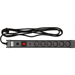 Подовжувач мережевий STHOR: l= 3 м, колодка- 6 гнізд і вмик, 3-жильний Ø=1,5 мм², з заземл. і захист