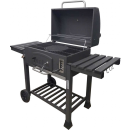 Гриль вугільний з чавуну LUND, 153х 70х 133 мм, на 4 ніжках (2 колес.) з кришкою і боковими полицями