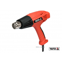 Фен технічний мережевий YATO 2 кВт 450°/600° 250/500 л/хв регулятор температури + 4 насадки