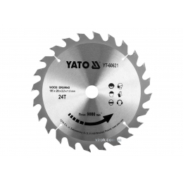 Диск пиляльний по дереву YATO 185 x 20 x 2.2 x 1.5 мм 24 зубці R.P.M до 9500 1/хв