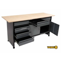 Стіл для майстерні VOREL 1700 х 600 х 840 мм 6 шухляд з лакованої бляхи 0.8-1 мм