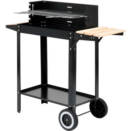 Гриль прямокутний вугільний  LUND, 48х26 см, на 4 ніжках(2 з колес.) з дерев'яною полицею