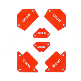Кутники магнітні для зварюв YATO: кут: 45°, 90°, 135°, 2- 4.5 кг, 43х72х12мм, 4- 11,5кг, 82х118х14мм