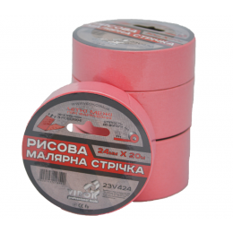 Малярна стрічка рисова VIROK  24мм х 20 м., рожева