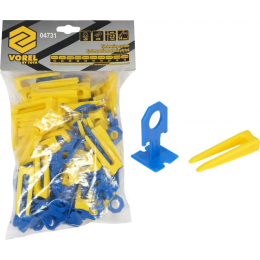 Кліпси і клини для викладання керамічної плитки VOREL : 2 мм, t≤ 14 мм. 50 + 50 шт.