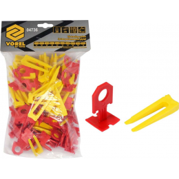 Кліпси і клини для викладання керамічної плитки VOREL : 3 мм, t≤ 14 мм. 50 + 50 шт.
