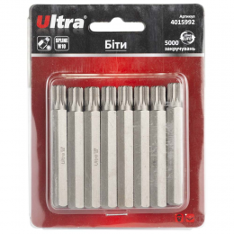 Биты Spline M10×75мм 10мм 10шт S2 (блистер) ULTRA (4015992)