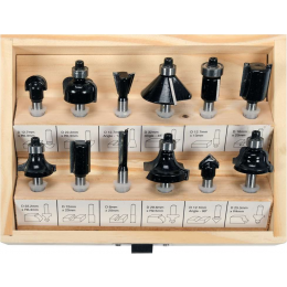 Набір фрез по дереву VOREL, зі шпинделем Ø=8 мм, 12 шт.