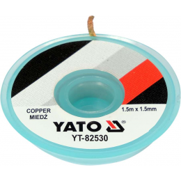 Стрічка плетена з міді для очищення від припою YATO, l= 1,5 м, W= 1,5 мм в котушці в корпусі