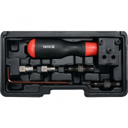 Прес ручний з обладнанням YATO для вальцювання гальмівних трубок Ø= 4,75, 6,35 мм, компл. 14 елем.