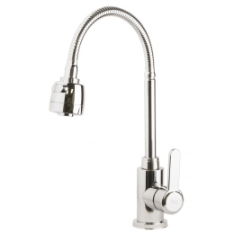 Смеситель s18 Ø35 для кухни излив гофрированный на гайке SS TAU (9818110)