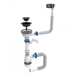 Сифон для кухонной мойки с пластиковым выпуском 3½