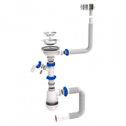 Сифон для кухонной мойки с нержавеющим выпуском 3½