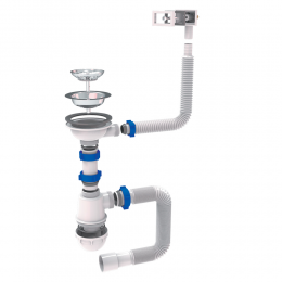 Сифон для кухонной мойки с нержавеющим выпуском 3½